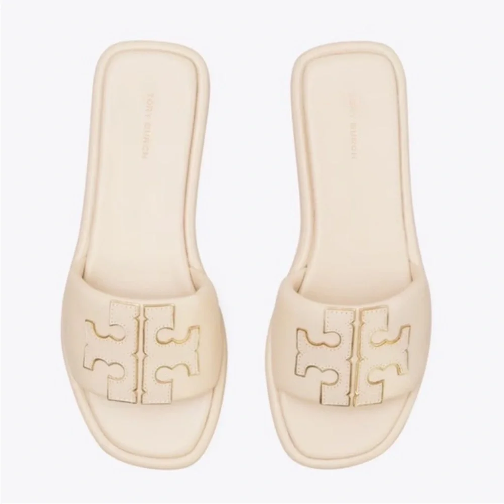 New Tory Burch double sport slide c width nappa leather